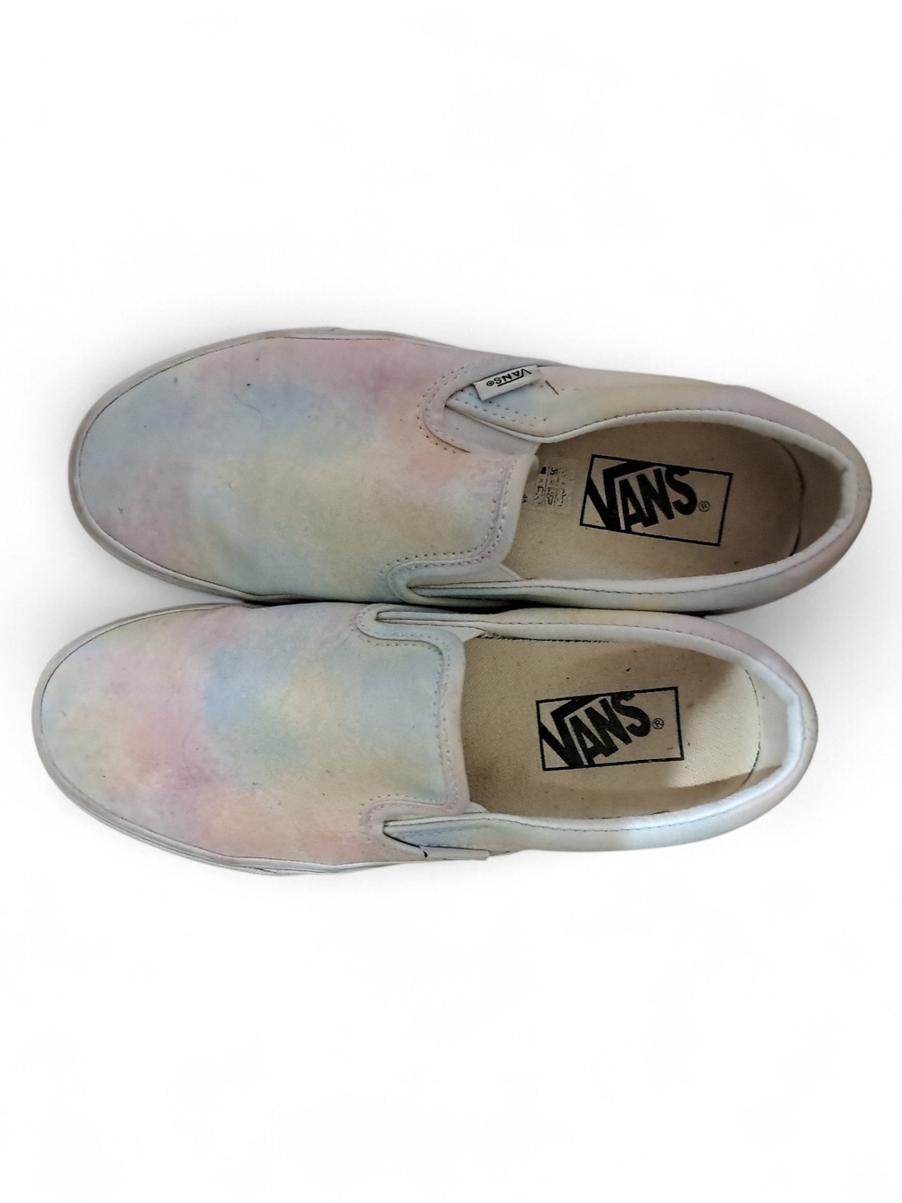 Vans Slip-On Canvas Sneakers in Pastel Pink Blue Yellow Lavender